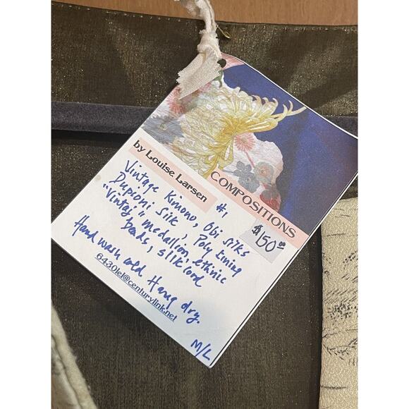 Artisan Shirt Made of Vintage Kimono Obi Silks M/L - Picture 4 of 8